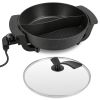 6L Electric Hot Pot with Divider 1100W Dual-Flavor Pot Shabu Shabu Pot Non-Stick with 5-Temp Control for Shabu Shabu Fondue Perfect for Family Gatheri