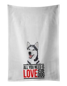 NEW Siberian Husky Silver and White #1 Kitchen Towel Set of 2 White Dish Towels Decorative Bathroom Hand towel for Hand, Face, Hair, Yoga, Tea