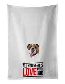 NEW English Bulldog Tricolor #1 Kitchen Towel Set of 2 White Dish Towels Decorative Bathroom Hand towel for Hand, Face, Hair, Yoga, Tea, Dishclot