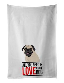 NEW Pug Fawn #2 Kitchen Towel Set of 2 White Dish Towels Decorative Bathroom Hand towel for Hand, Face, Hair, Yoga, Tea, Dishcloth, 19 X 28", Whi