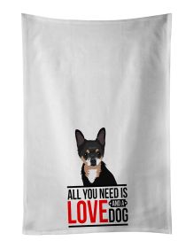 NEW Chihuahua Tricolor #2 Kitchen Towel Set of 2 White Dish Towels Decorative Bathroom Hand towel for Hand, Face, Hair, Yoga, Tea, Dishcloth, 19
