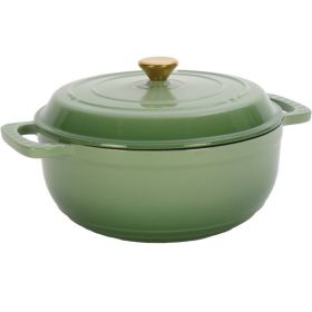 Cast iron 6QT cooking pot - Gradient red - Includes two silicone gloves - Enamel pot